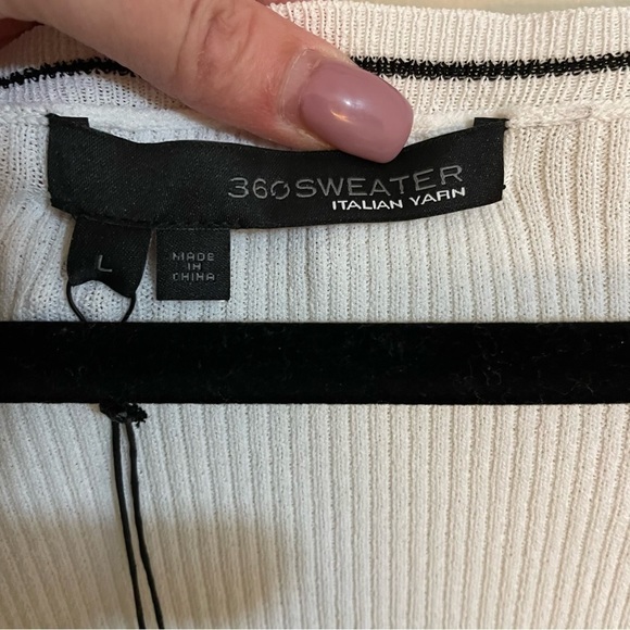 360 Sweater V-Neck Ribbed Varsity Sweater Size L Italian yarn - Picture 3 of 9